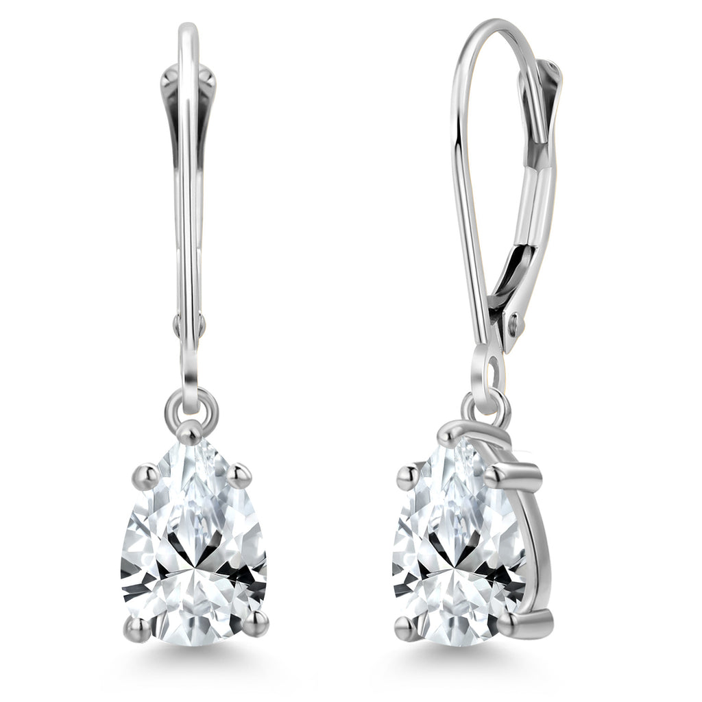 White Created Sapphire - September_Earrings in 14K White Gold