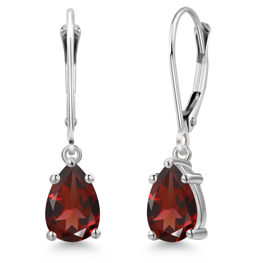 Garnet - January_Earrings in 14K White Gold