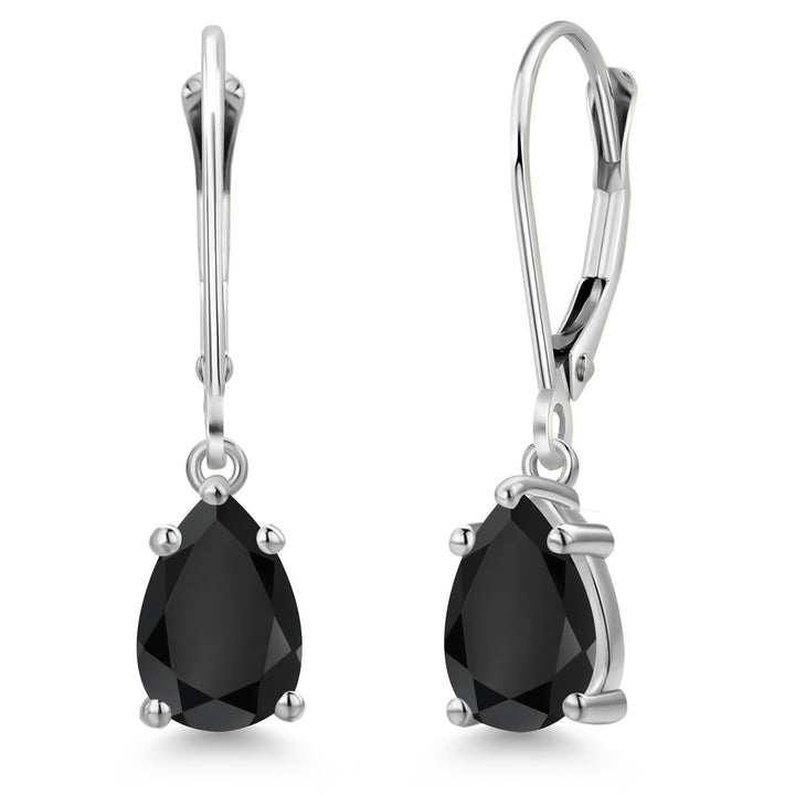 Onyx - December_Earrings in 14K White Gold