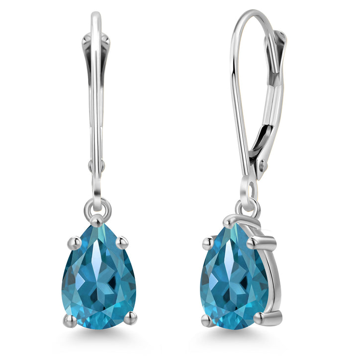 London Blue Topaz - November_Earrings in 14K White Gold