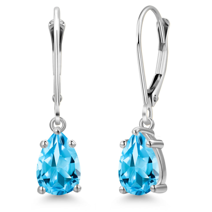Swiss Blue Topaz - November_Earrings in 14K White Gold