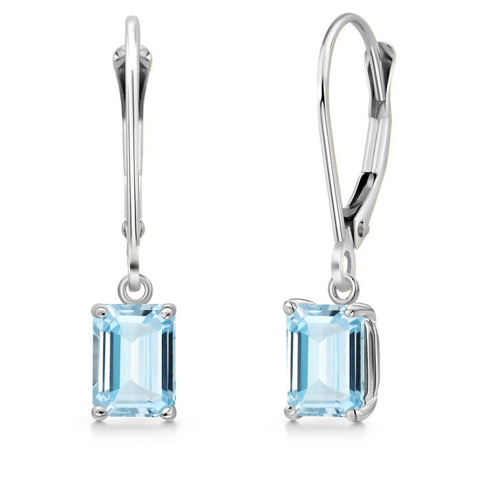 Aquamarine - March_Earrings in 14K White Gold