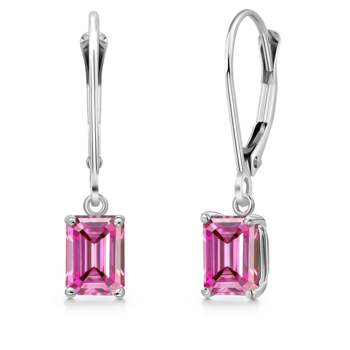 Pink Moissanite - April_Earrings in 14K White Gold