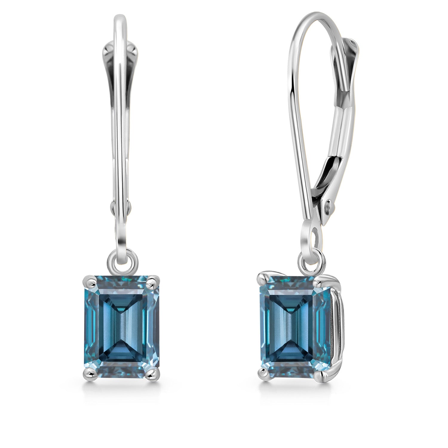 Persian Blue Moissanite - April_Earrings in 14K White Gold