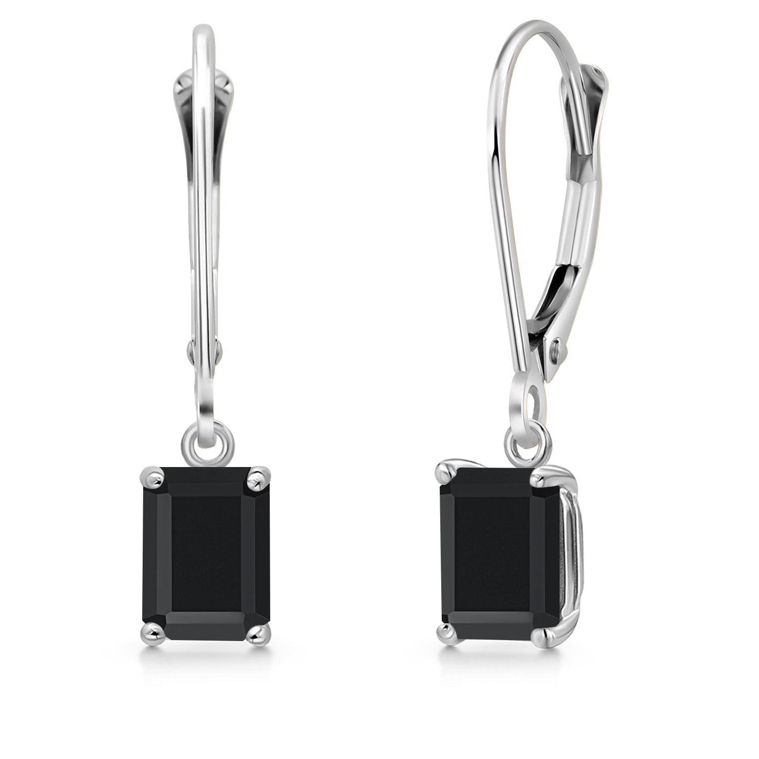 Onyx - December_Earrings in 14K White Gold