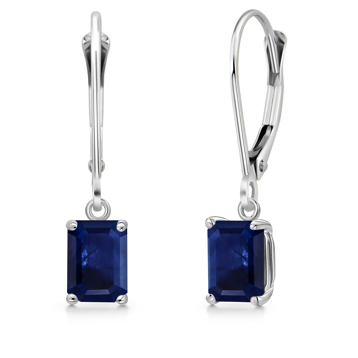 Blue Sapphire - September_Earrings in 14K White Gold