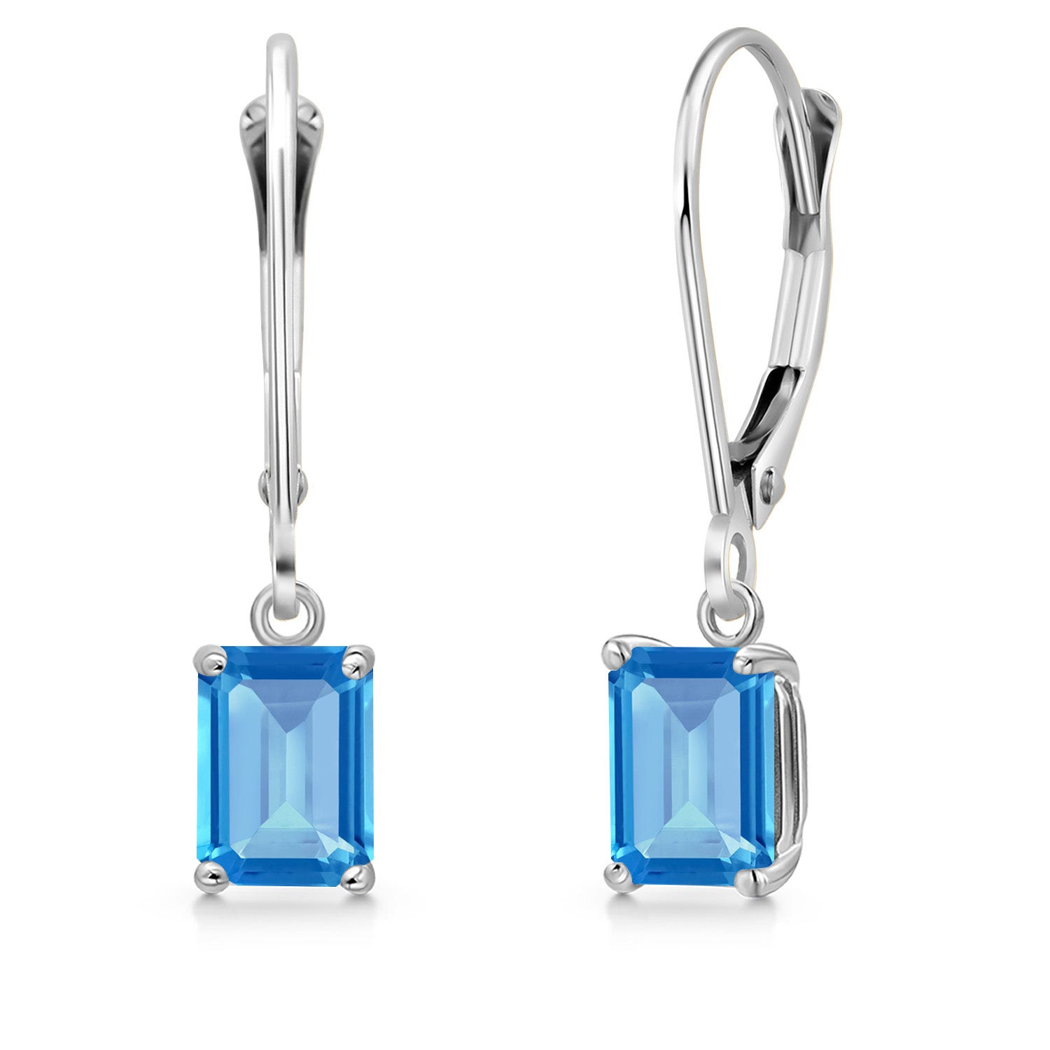 Swiss Blue Topaz - November_Earrings in 14K White Gold