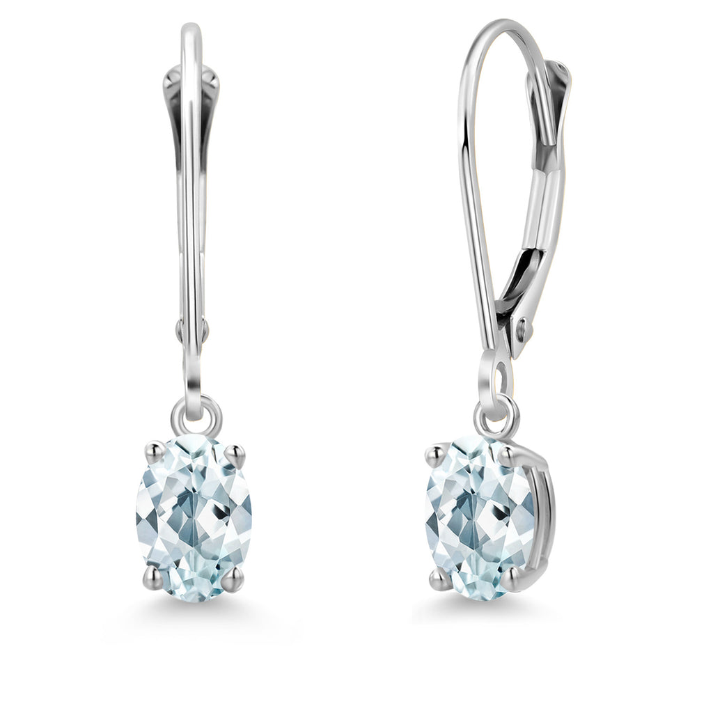 Aquamarine - March_Earrings in 14K White Gold
