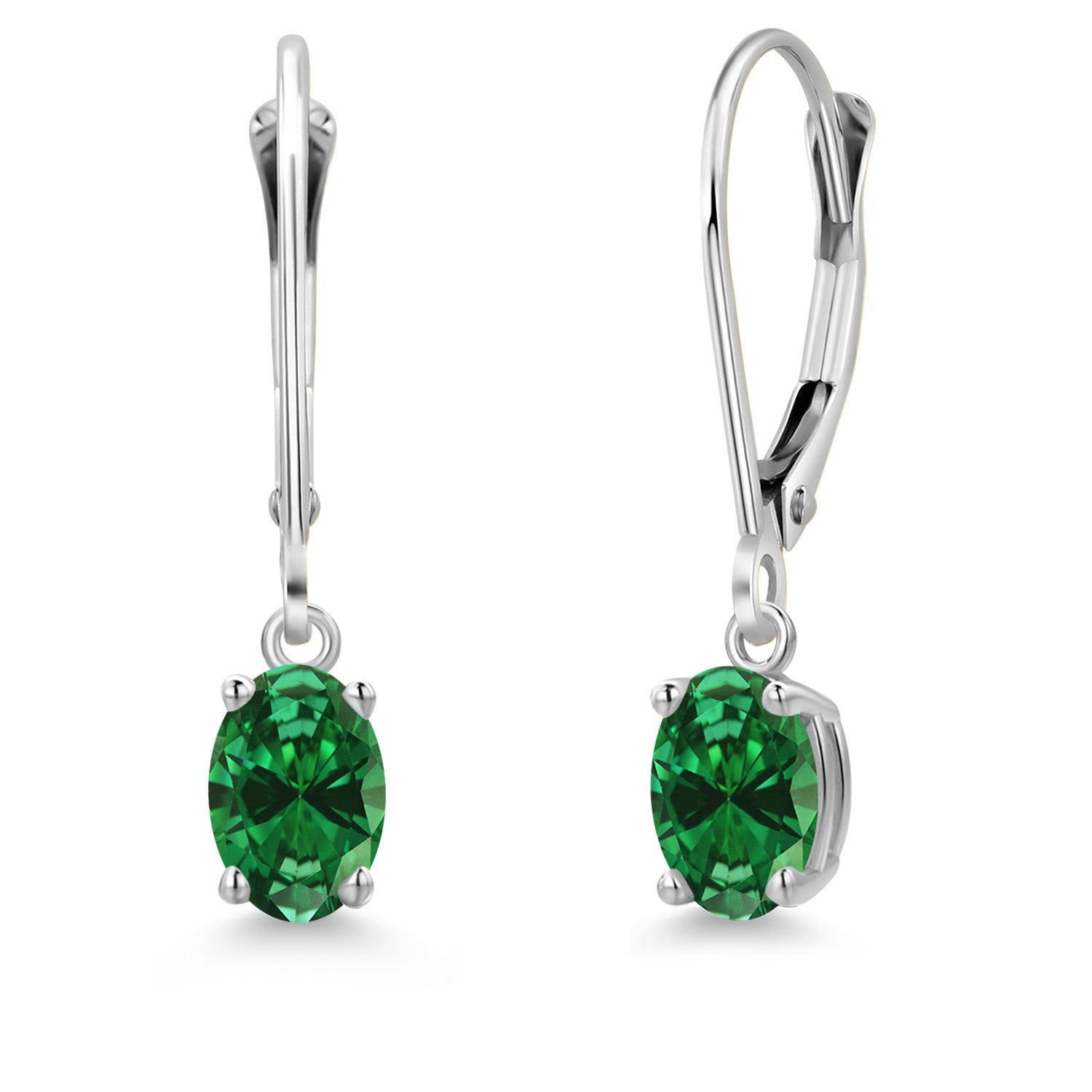 Created Emerald - May_Earrings in 14K White Gold