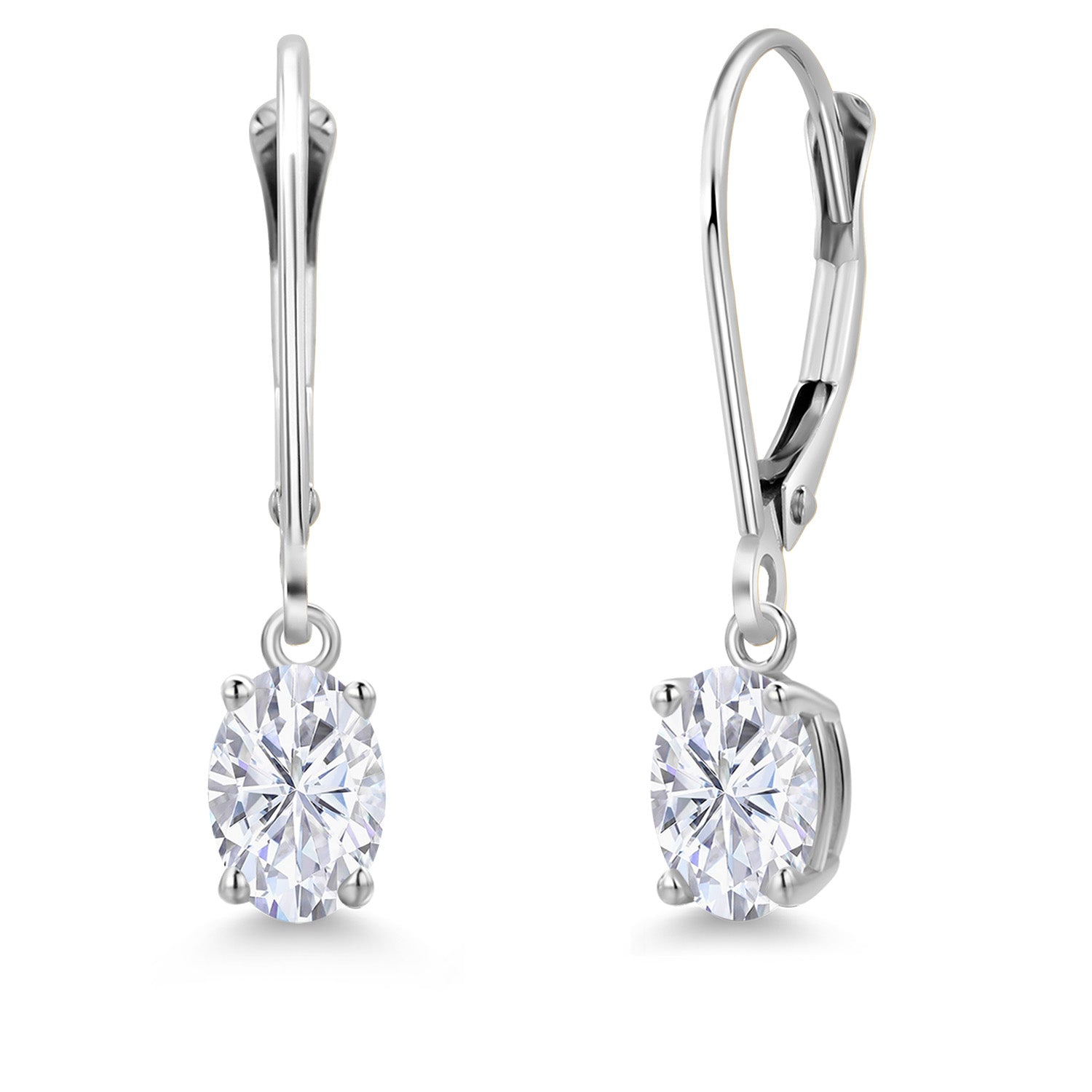White Moissanite - April_Earrings in 14K White Gold