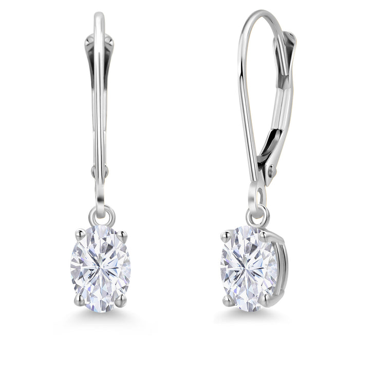 White Moissanite - April_Earrings in 14K White Gold
