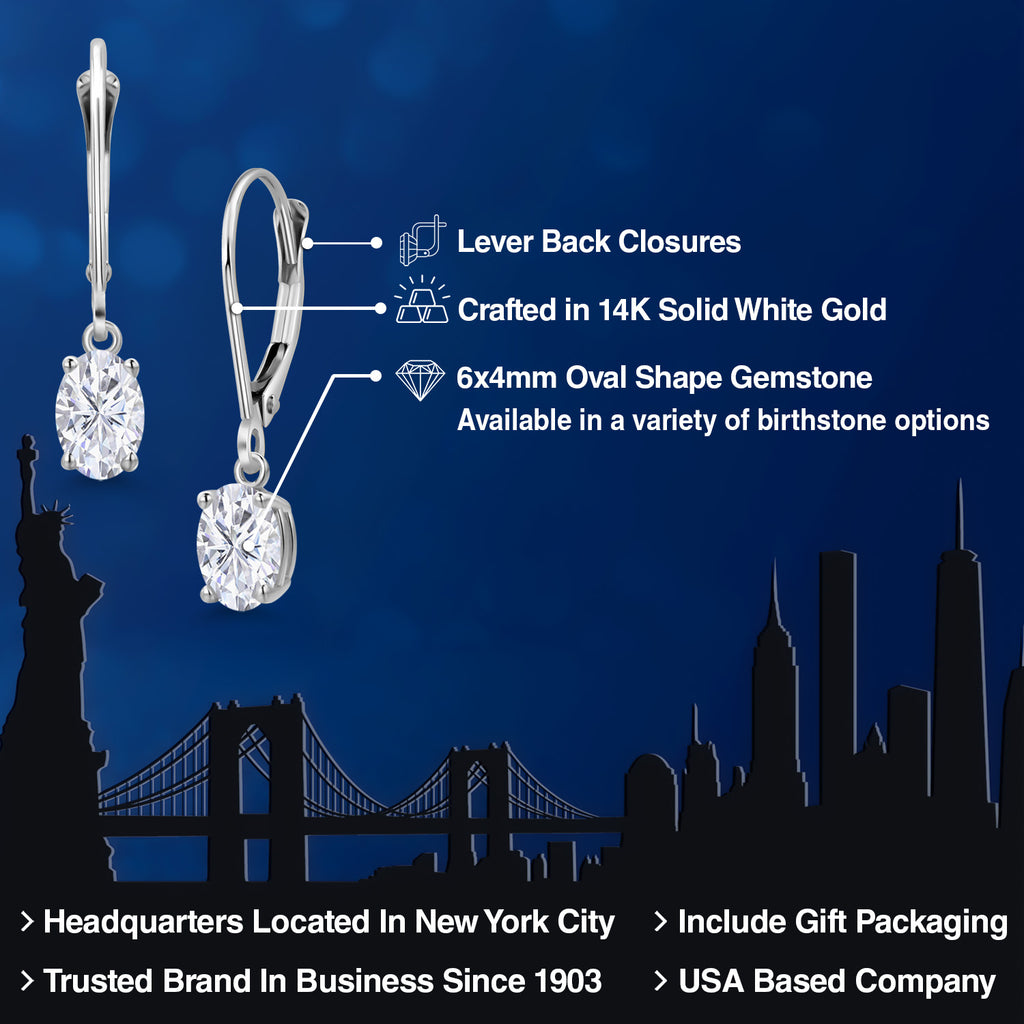 White Moissanite - April_Earrings in 14K White Gold