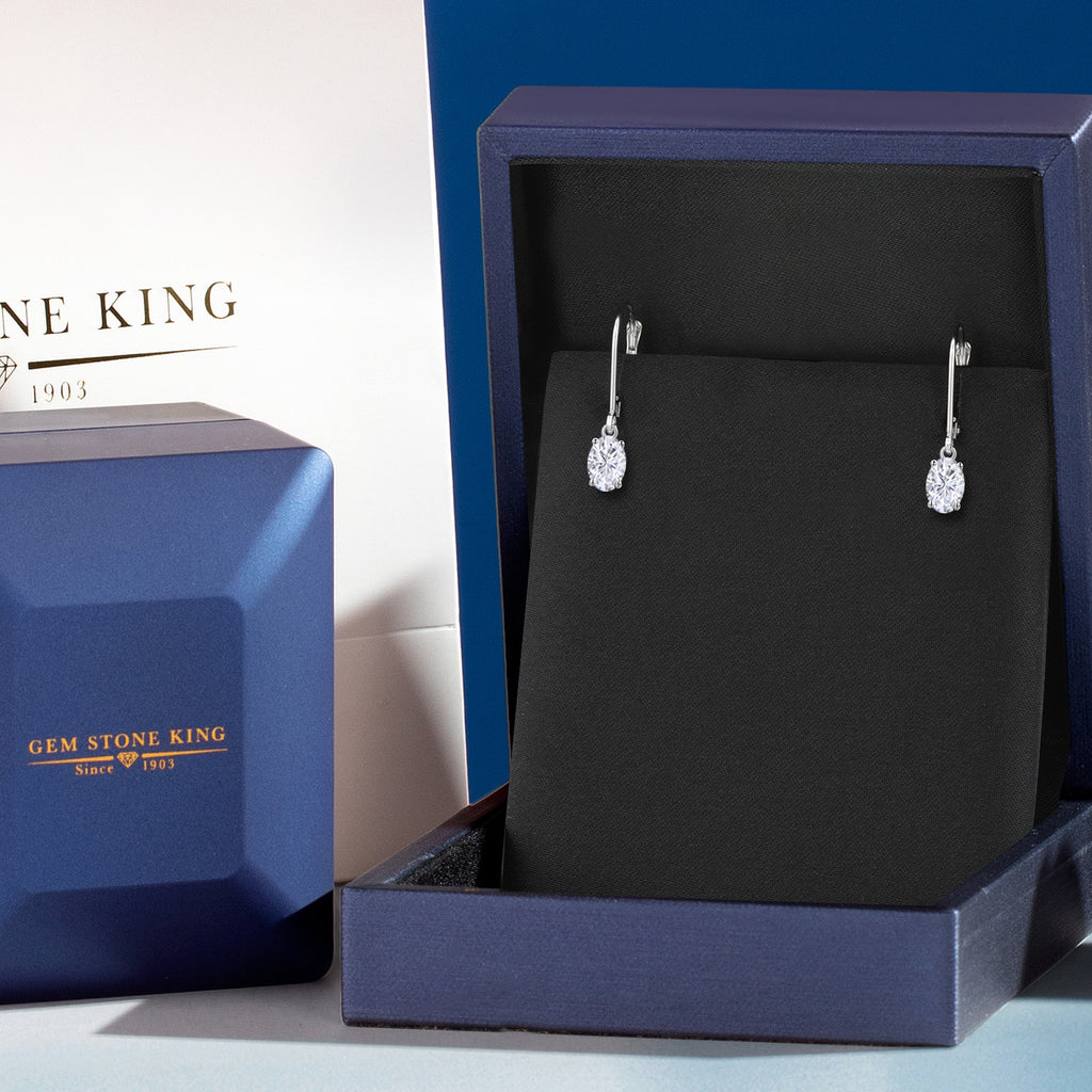 White Moissanite - April_Earrings in 14K White Gold