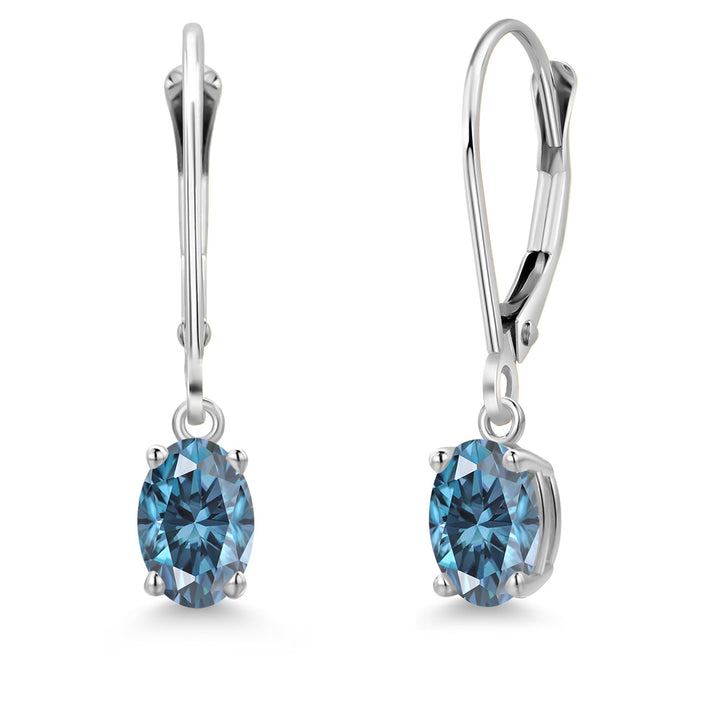 Persian Blue Moissanite - April_Earrings in 14K White Gold