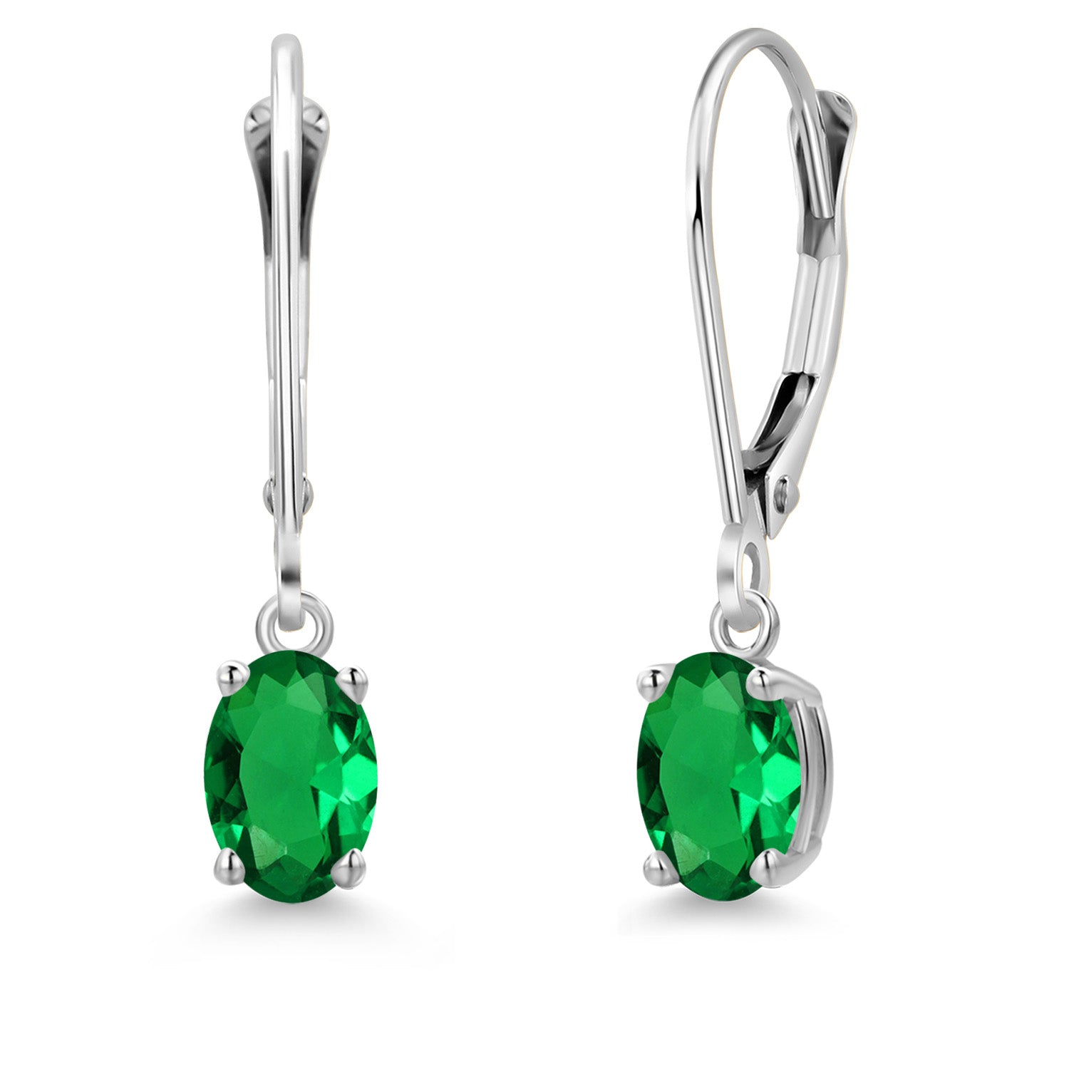 Nano Emerald - May_Earrings in 14K White Gold
