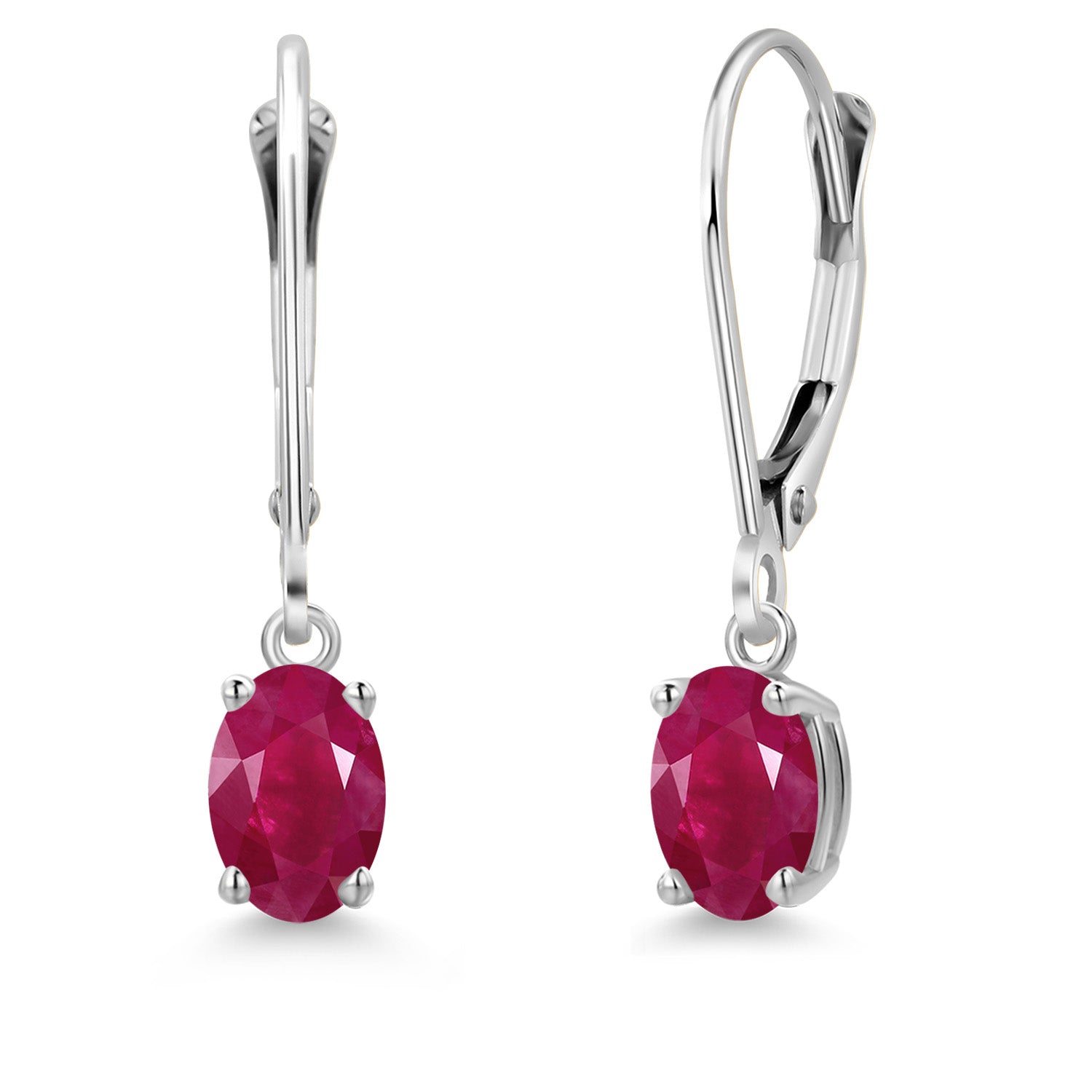 Ruby - July_Earrings in 14K White Gold