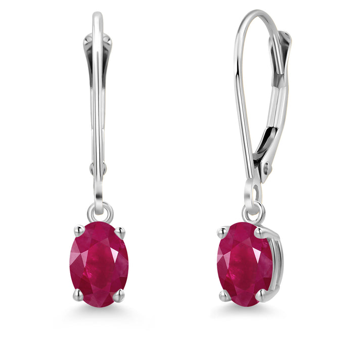 Ruby - July_Earrings in 14K White Gold