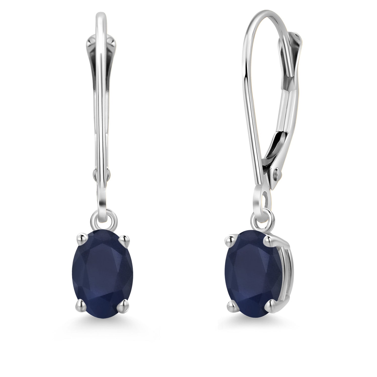 Blue Sapphire - September_Earrings in 14K White Gold