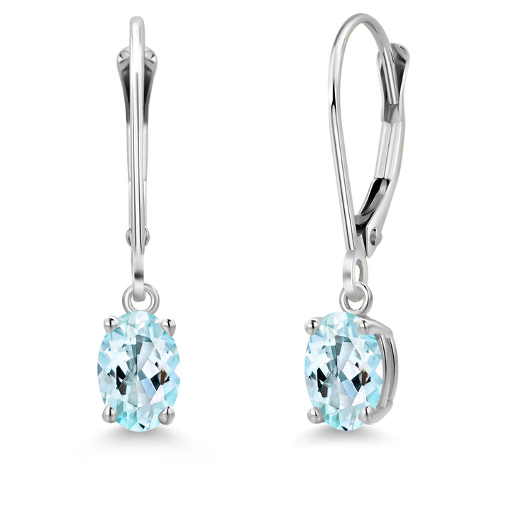 Sky Blue Topaz - November_Earrings in 14K White Gold