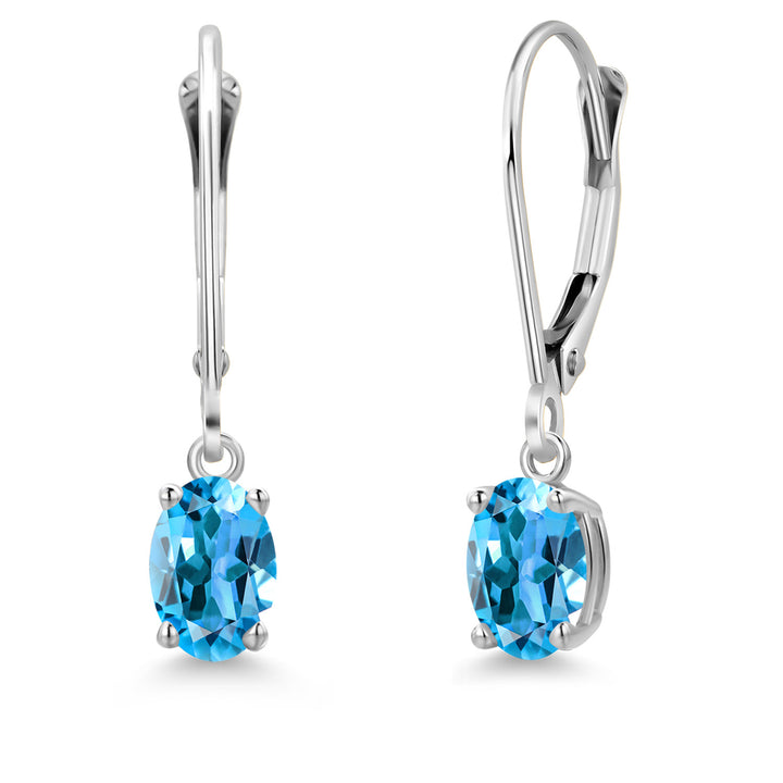 Swiss Blue Topaz - November_Earrings in 14K White Gold