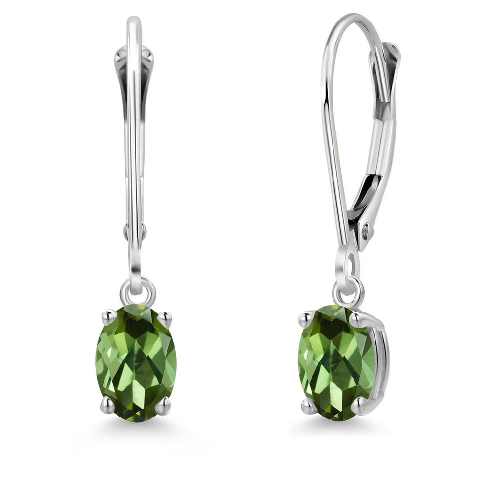 Green Tourmaline - October_Earrings in 14K White Gold