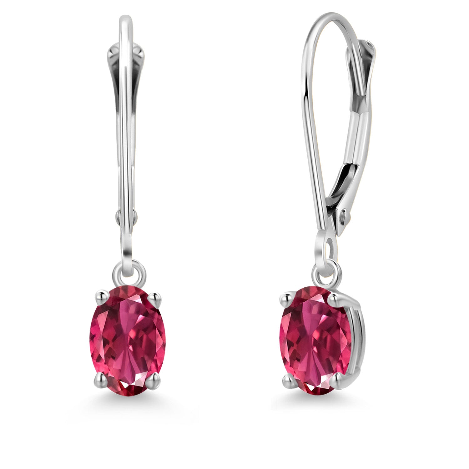 Pink Tourmaline - October_Earrings in 14K White Gold