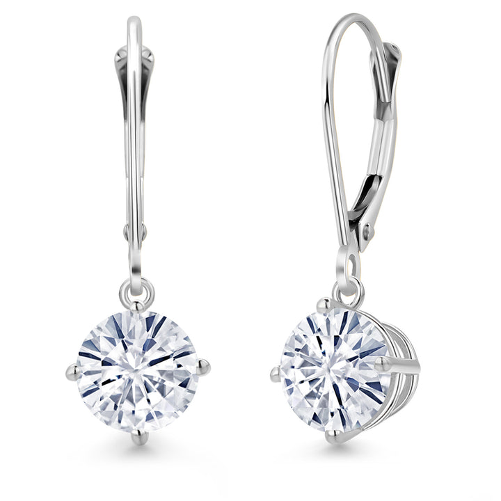 White Moissanite - April_Earrings in 14K White Gold