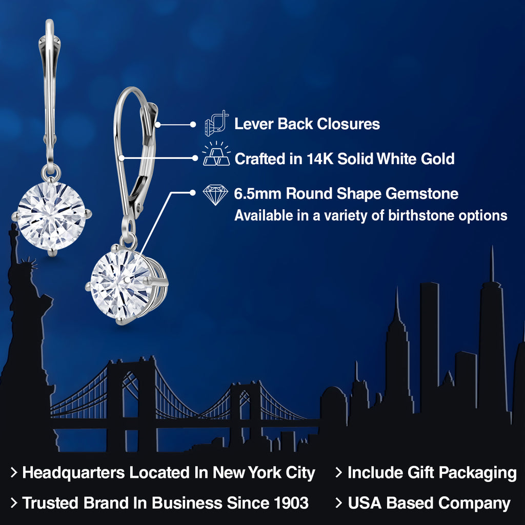 White Moissanite - April_Earrings in 14K White Gold