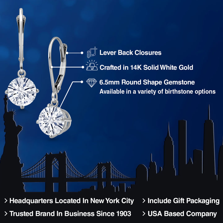 White Moissanite - April_Earrings in 14K White Gold