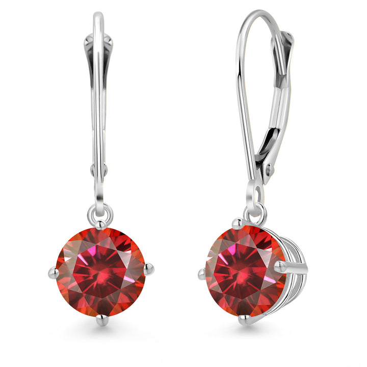 Red Moissanite - April_Earrings in 14K White Gold