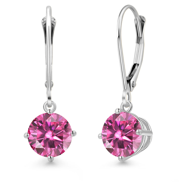 Pink Moissanite - April_Earrings in 14K White Gold