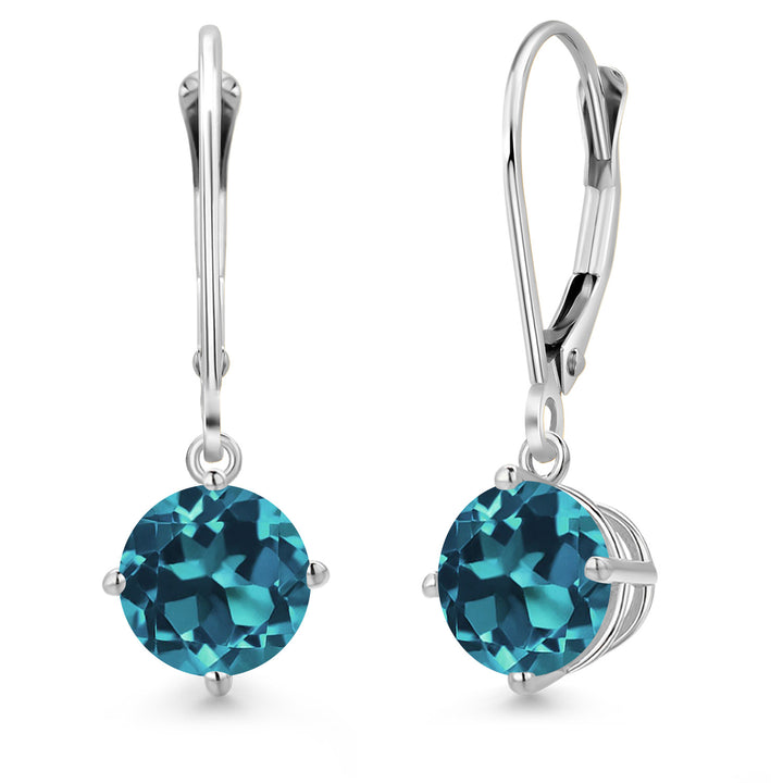 London Blue Topaz - November_Earrings in 14K White Gold
