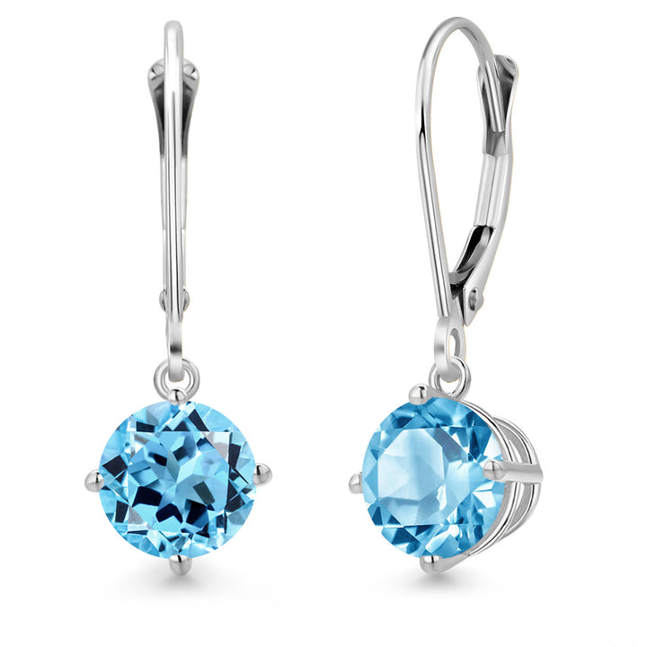 Swiss Blue Topaz - November_Earrings in 14K White Gold
