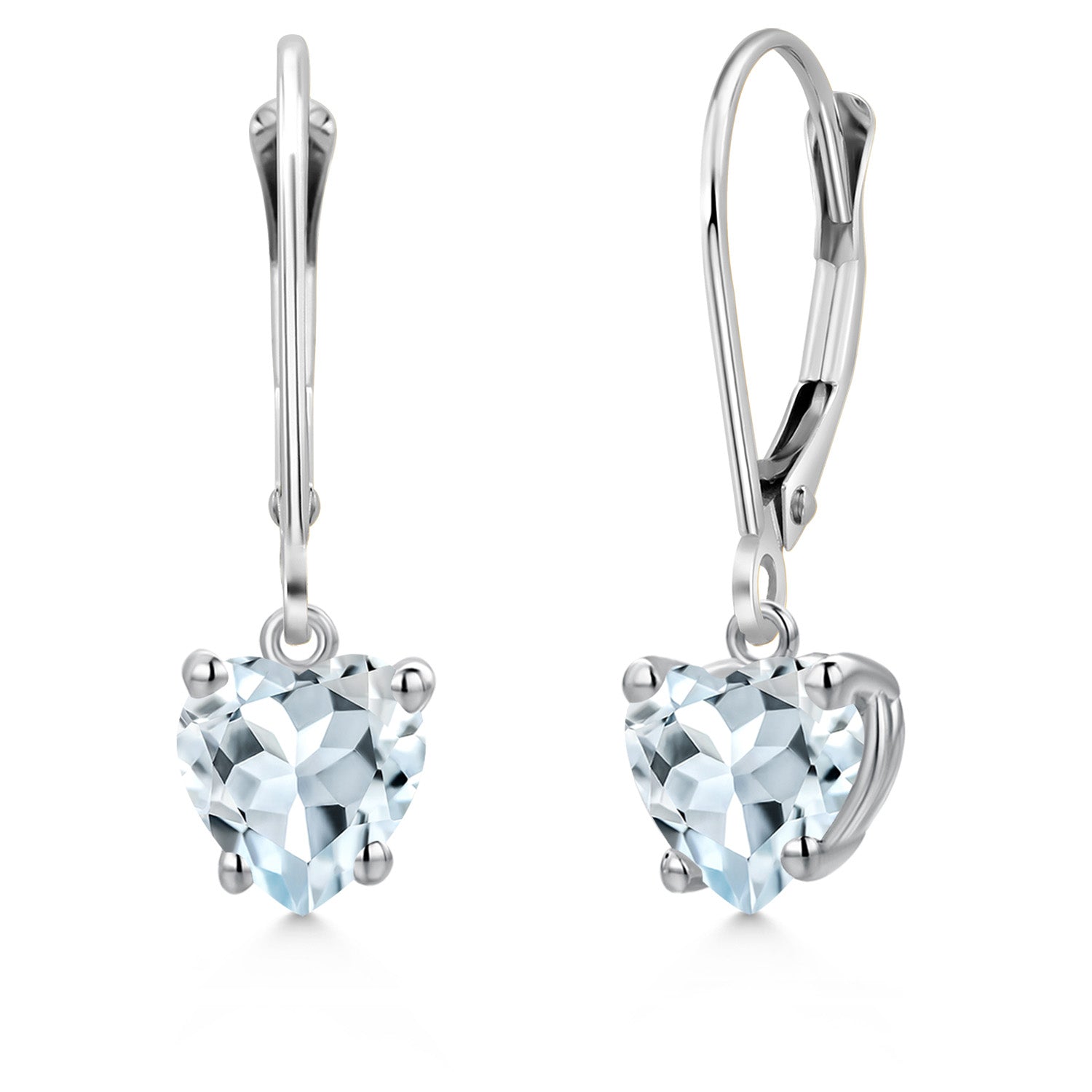 Aquamarine - March_Earrings in 14K White Gold