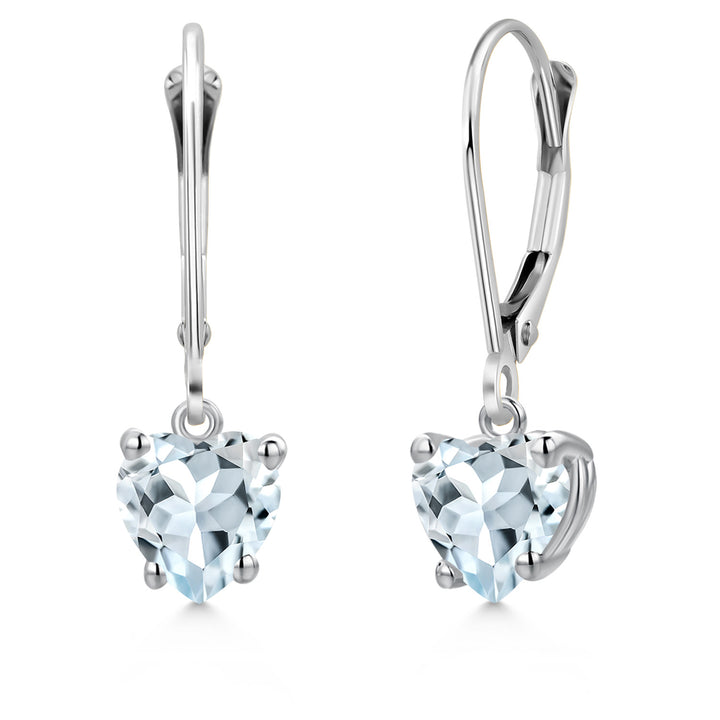 Aquamarine - March_Earrings in 14K White Gold
