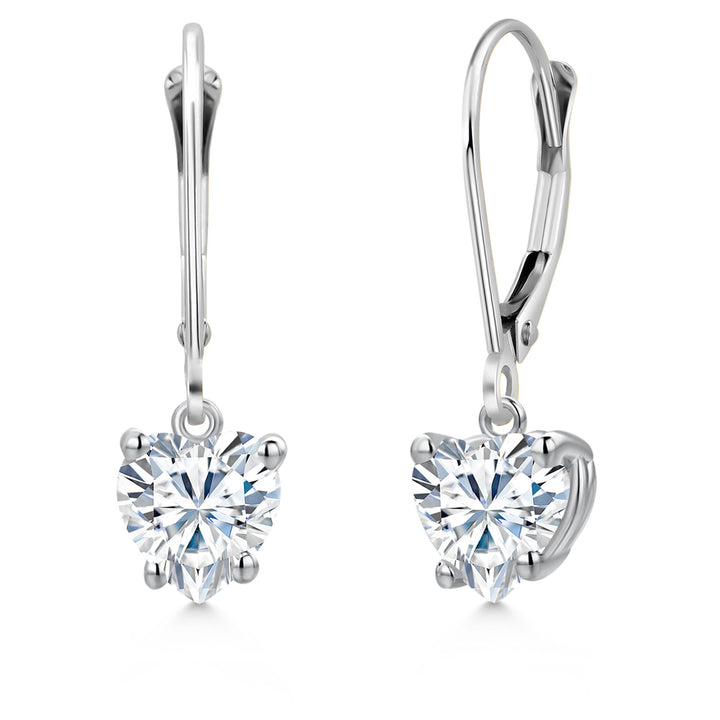 White Moissanite - April_Earrings in 14K White Gold