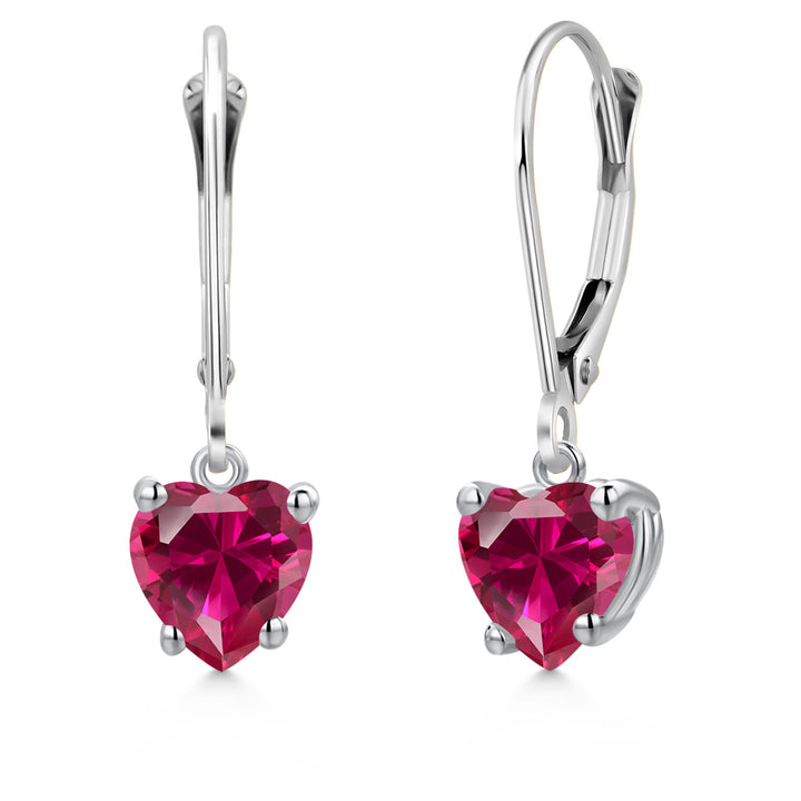 Created Ruby - July_Earrings in 14K White Gold