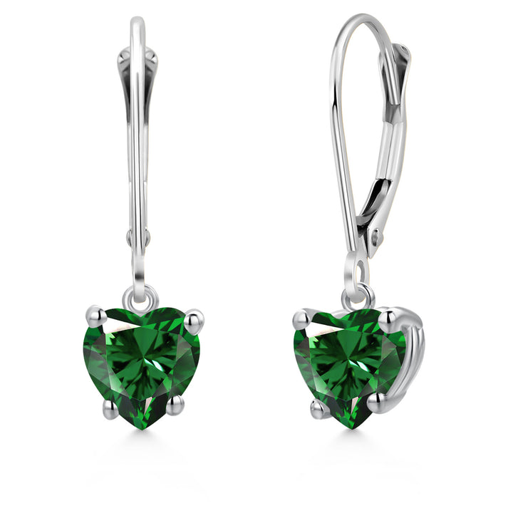 Nano Emerald - May_Earrings in 14K White Gold
