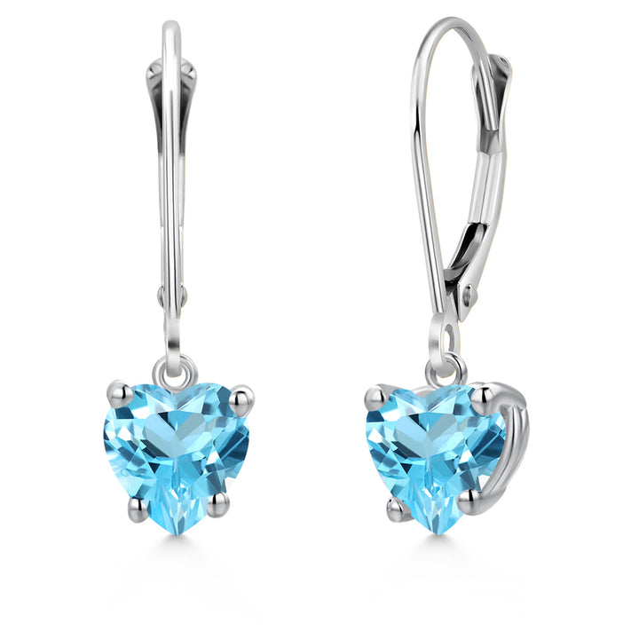 Swiss Blue Topaz - November_Earrings in 14K White Gold