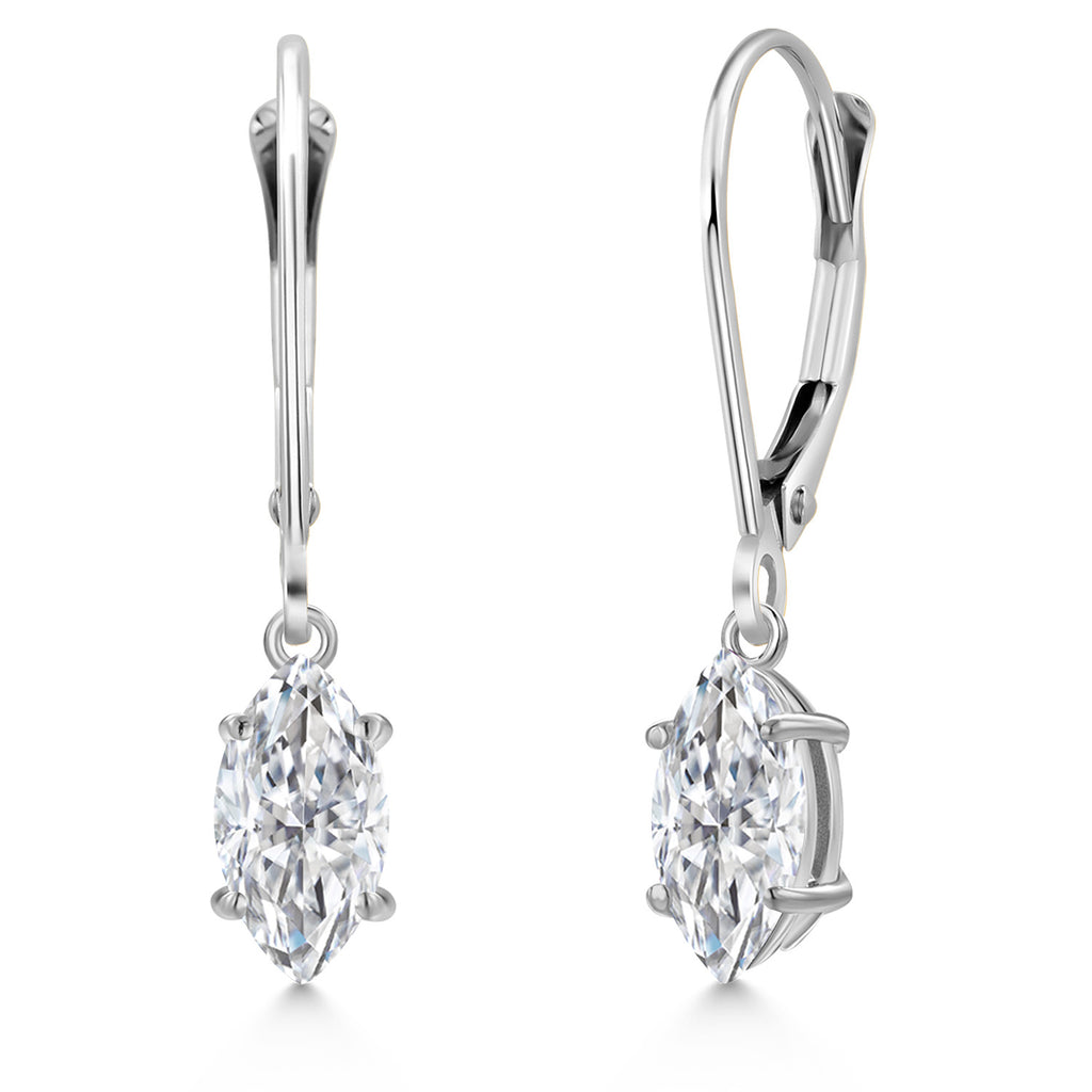 White Moissanite - April_Earrings in 14K White Gold