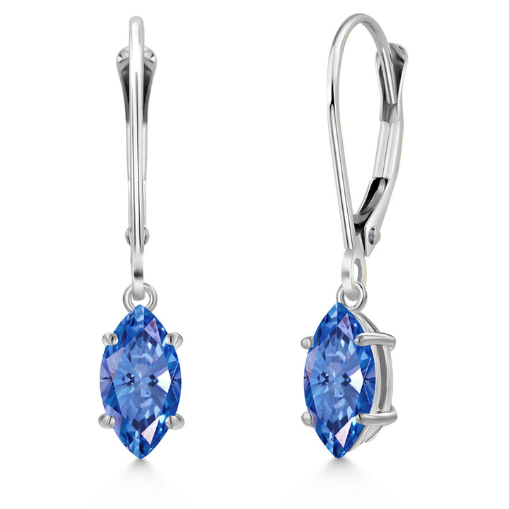 Fancy Blue Zirconia_Earrings in 14K White Gold