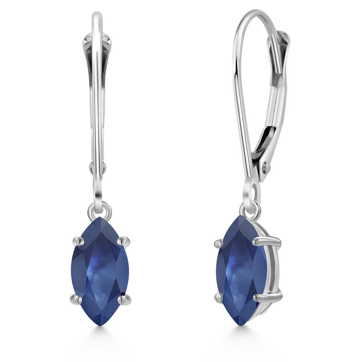 Blue Sapphire - September_Earrings in 14K White Gold