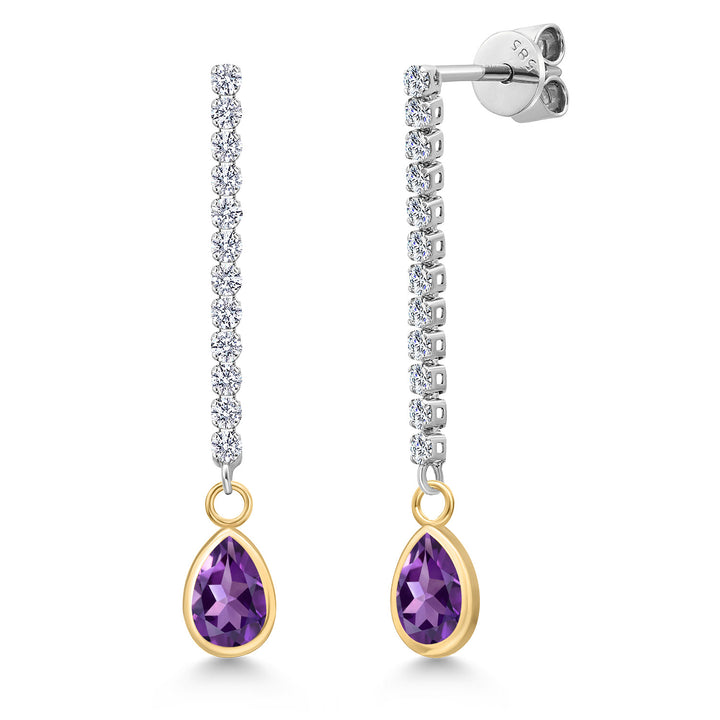 Amethyst - February_Earrings in 14K Two Tone Gold