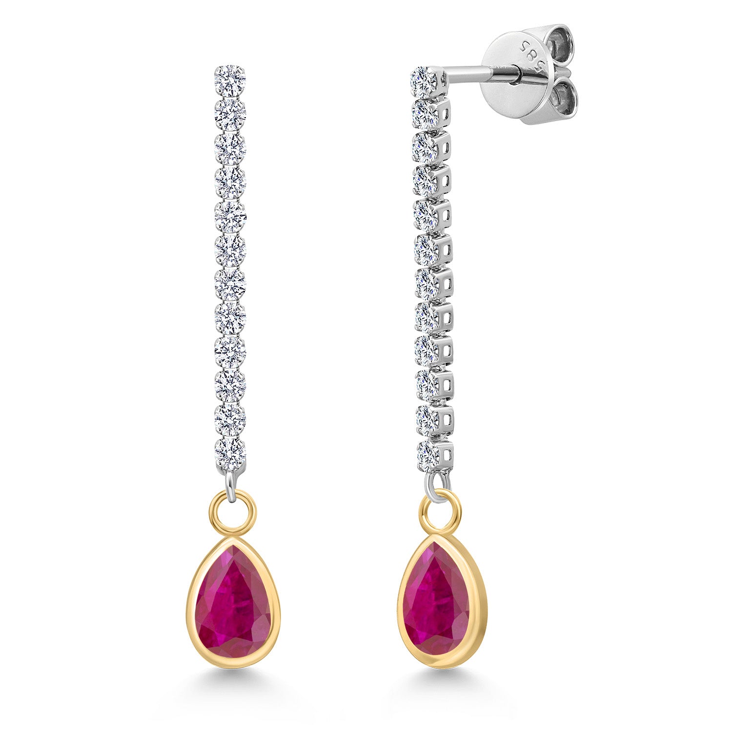 Red African Ruby_Earrings in 14K Two Tone Gold