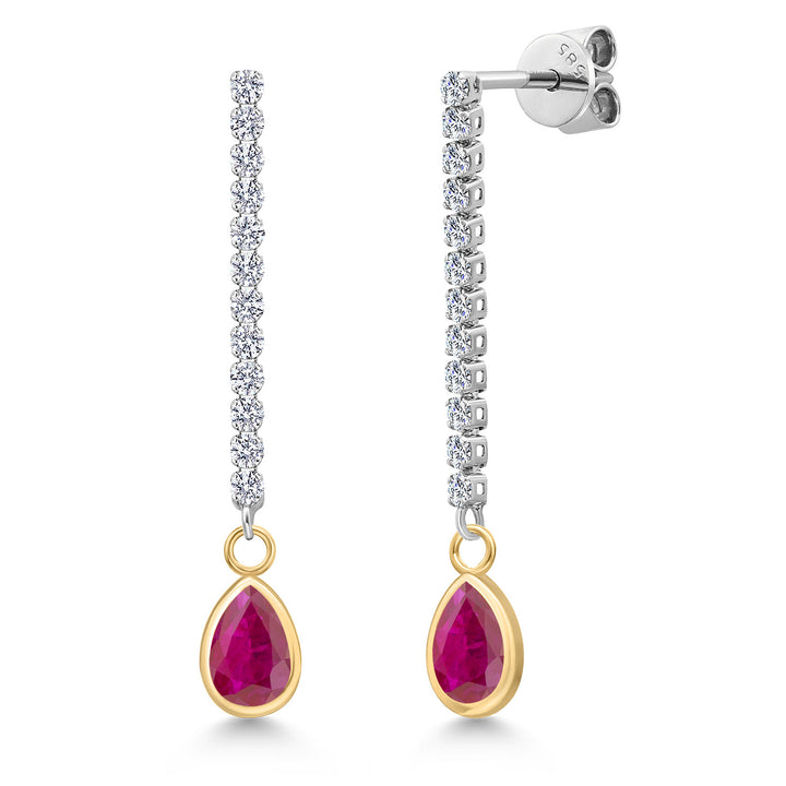 Red African Ruby_Earrings in 14K Two Tone Gold