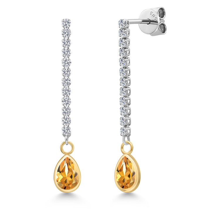 Citrine - November_Earrings in 14K Two Tone Gold