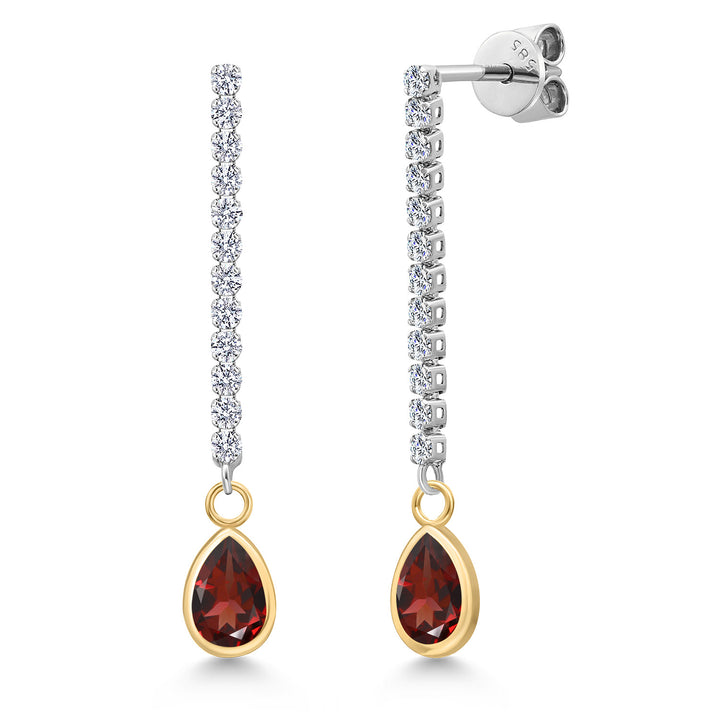 Garnet - January_Earrings in 14K Two Tone Gold