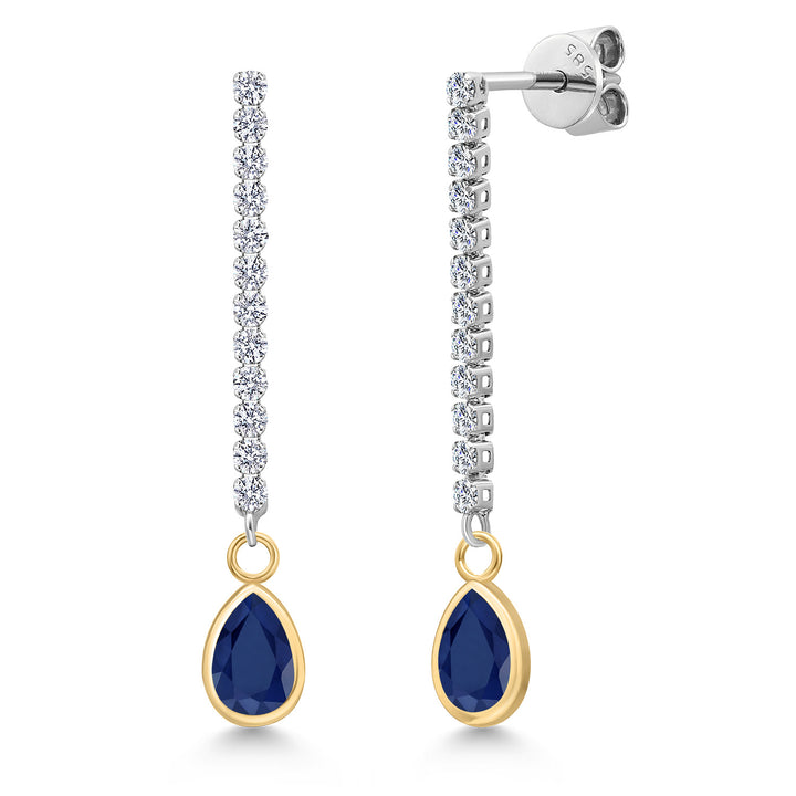 Blue Sapphire - September_Earrings in 14K Two Tone Gold