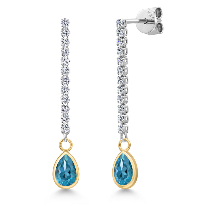 London Blue Topaz - November_Earrings in 14K Two Tone Gold