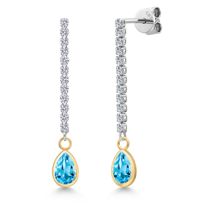 Swiss Blue Topaz - November_Earrings in 14K Two Tone Gold